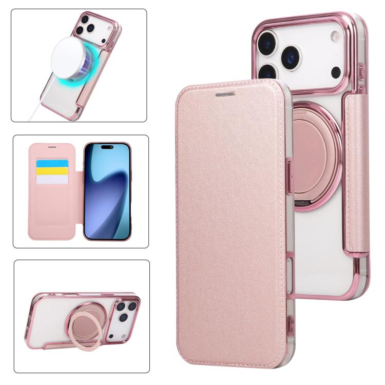 Capa para Telemóvel em Pele Vegana com Revestimento Magnético e Suporte Rotativo Ultra-fino, Para iPhone 17e / 16e, Para iPhone 17 Pro Max, Para iPhone 17 Pro, Para iPhone 17, Para iPhone Air, Para iPhone 16 Pro Max