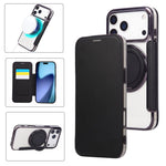 Capa para Telemóvel em Pele Vegana com Revestimento Magnético e Suporte Rotativo Ultra-fino, Para iPhone 17e / 16e, Para iPhone 17 Pro Max, Para iPhone 17 Pro, Para iPhone 17, Para iPhone Air, Para iPhone 16 Pro Max