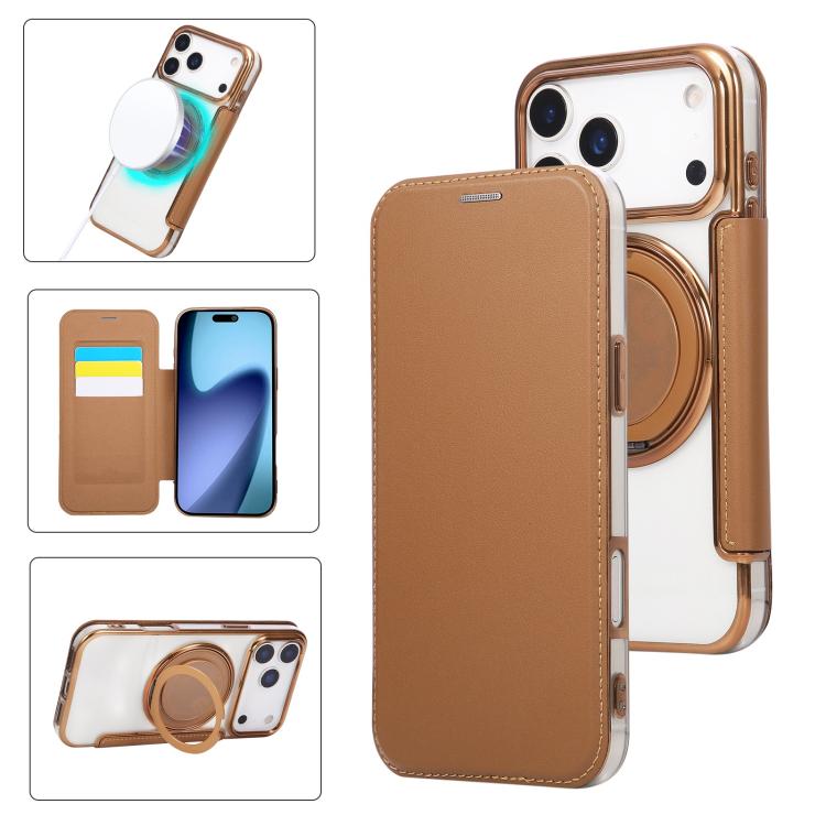 Capa para Telemóvel em Pele Vegana com Revestimento Magnético e Suporte Rotativo Ultra-fino, Para iPhone 17e / 16e, Para iPhone 17 Pro Max, Para iPhone 17 Pro, Para iPhone 17, Para iPhone Air, Para iPhone 16 Pro Max