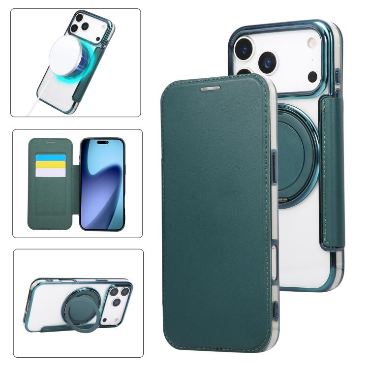 Capa para Telemóvel em Pele Vegana com Revestimento Magnético e Suporte Rotativo Ultra-fino, Para iPhone 17e / 16e, Para iPhone 17 Pro Max, Para iPhone 17 Pro, Para iPhone 17, Para iPhone Air, Para iPhone 16 Pro Max