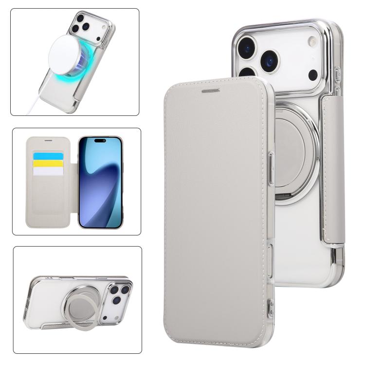 Capa para Telemóvel em Pele Vegana com Revestimento Magnético e Suporte Rotativo Ultra-fino, Para iPhone 17e / 16e, Para iPhone 17 Pro Max, Para iPhone 17 Pro, Para iPhone 17, Para iPhone Air, Para iPhone 16 Pro Max