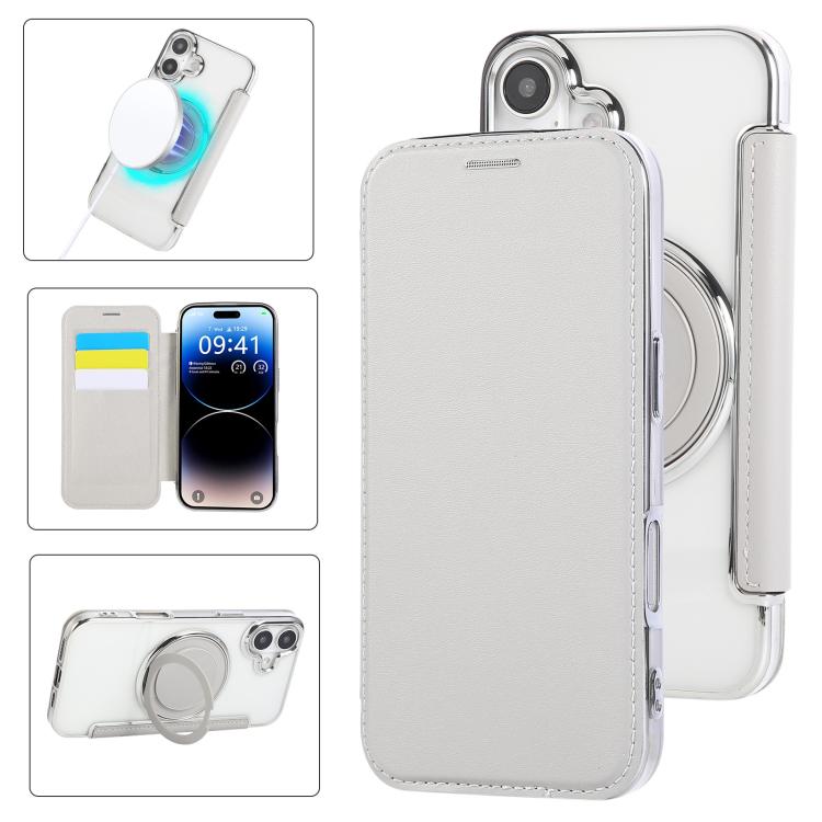 Capa para Telemóvel em Pele Vegana com Revestimento Magnético e Suporte Rotativo Ultra-fino, Para iPhone 17e / 16e, Para iPhone 17 Pro Max, Para iPhone 17 Pro, Para iPhone 17, Para iPhone Air, Para iPhone 16 Pro Max