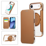 Capa para Telemóvel em Pele Vegana com Revestimento Magnético e Suporte Rotativo Ultra-fino, Para iPhone 17e / 16e, Para iPhone 17 Pro Max, Para iPhone 17 Pro, Para iPhone 17, Para iPhone Air, Para iPhone 16 Pro Max