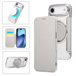 Capa para Telemóvel em Pele Vegana com Revestimento Magnético e Suporte Rotativo Ultra-fino, Para iPhone 17e / 16e, Para iPhone 17 Pro Max, Para iPhone 17 Pro, Para iPhone 17, Para iPhone Air, Para iPhone 16 Pro Max