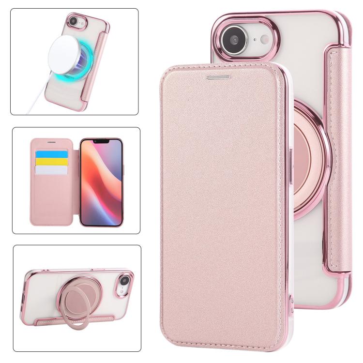 Capa para Telemóvel em Pele Vegana com Revestimento Magnético e Suporte Rotativo Ultra-fino, Para iPhone 17e / 16e, Para iPhone 17 Pro Max, Para iPhone 17 Pro, Para iPhone 17, Para iPhone Air, Para iPhone 16 Pro Max