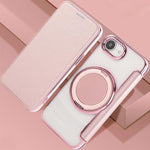 Capa para Telemóvel em Pele Vegana com Revestimento Magnético e Suporte Rotativo Ultra-fino, Para iPhone 17e / 16e, Para iPhone 17 Pro Max, Para iPhone 17 Pro, Para iPhone 17, Para iPhone Air, Para iPhone 16 Pro Max