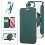 Capa para Telemóvel em Pele Vegana com Revestimento Magnético e Suporte Rotativo Ultra-fino, Para iPhone 17e / 16e, Para iPhone 17 Pro Max, Para iPhone 17 Pro, Para iPhone 17, Para iPhone Air, Para iPhone 16 Pro Max