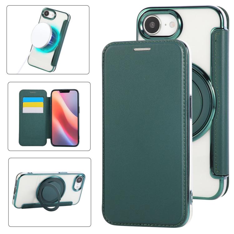 Capa para Telemóvel em Pele Vegana com Revestimento Magnético e Suporte Rotativo Ultra-fino, Para iPhone 17e / 16e, Para iPhone 17 Pro Max, Para iPhone 17 Pro, Para iPhone 17, Para iPhone Air, Para iPhone 16 Pro Max