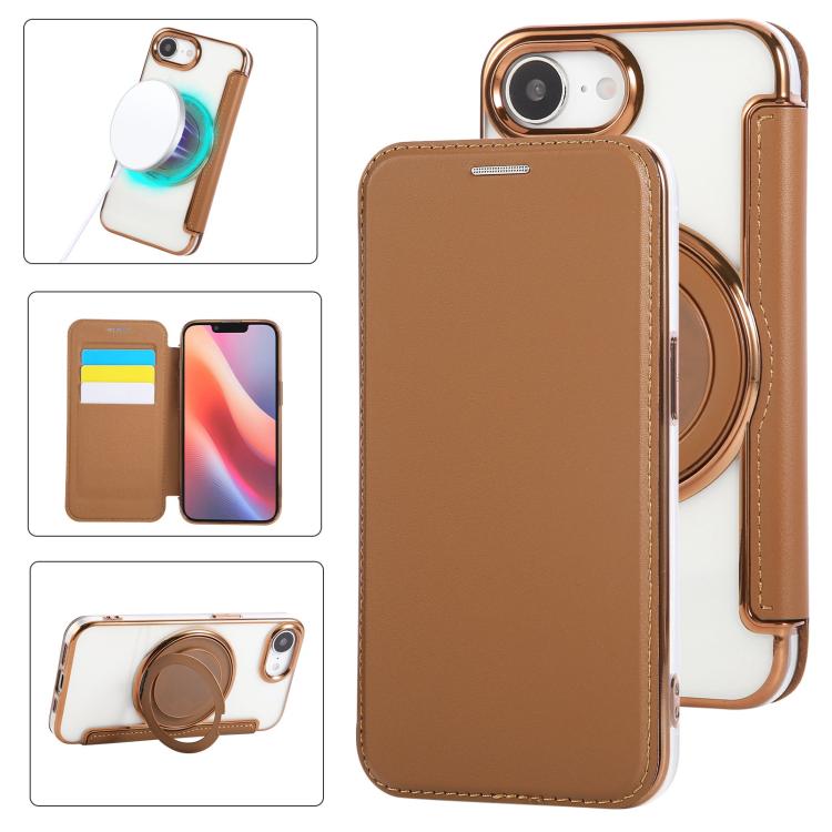 Capa para Telemóvel em Pele Vegana com Revestimento Magnético e Suporte Rotativo Ultra-fino, Para iPhone 17e / 16e, Para iPhone 17 Pro Max, Para iPhone 17 Pro, Para iPhone 17, Para iPhone Air, Para iPhone 16 Pro Max