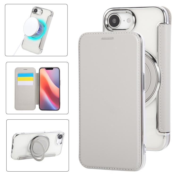 Capa para Telemóvel em Pele Vegana com Revestimento Magnético e Suporte Rotativo Ultra-fino, Para iPhone 17e / 16e, Para iPhone 17 Pro Max, Para iPhone 17 Pro, Para iPhone 17, Para iPhone Air, Para iPhone 16 Pro Max