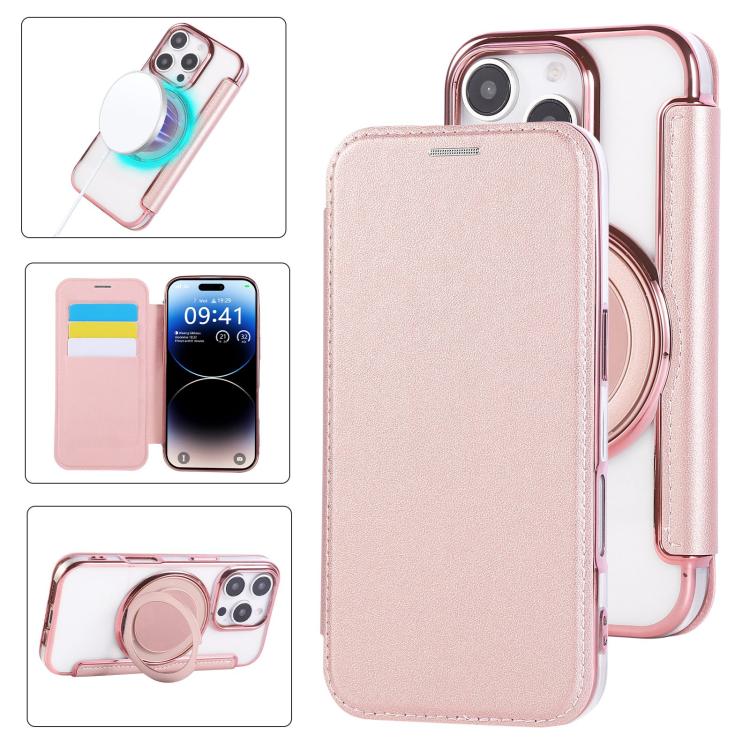 Capa para Telemóvel em Pele Vegana com Revestimento Magnético e Suporte Rotativo Ultra-fino, Para iPhone 17e / 16e, Para iPhone 17 Pro Max, Para iPhone 17 Pro, Para iPhone 17, Para iPhone Air, Para iPhone 16 Pro Max