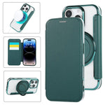 Capa para Telemóvel em Pele Vegana com Revestimento Magnético e Suporte Rotativo Ultra-fino, Para iPhone 17e / 16e, Para iPhone 17 Pro Max, Para iPhone 17 Pro, Para iPhone 17, Para iPhone Air, Para iPhone 16 Pro Max