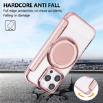 Capa para Telemóvel em Pele Vegana com Revestimento Magnético e Suporte Rotativo Ultra-fino, Para iPhone 16 Pro, Para iPhone 16 Plus, Para iPhone 16, Para iPhone 15 Pro Max, Para iPhone 15 Pro, Para iPhone 15 Plus / 14 Plus