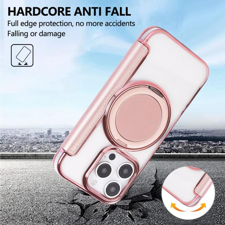 Capa para Telemóvel em Pele Vegana com Revestimento Magnético e Suporte Rotativo Ultra-fino, Para iPhone 16 Pro, Para iPhone 16 Plus, Para iPhone 16, Para iPhone 15 Pro Max, Para iPhone 15 Pro, Para iPhone 15 Plus / 14 Plus