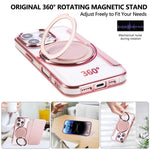 Capa para Telemóvel em Pele Vegana com Revestimento Magnético e Suporte Rotativo Ultra-fino, Para iPhone 16 Pro, Para iPhone 16 Plus, Para iPhone 16, Para iPhone 15 Pro Max, Para iPhone 15 Pro, Para iPhone 15 Plus / 14 Plus