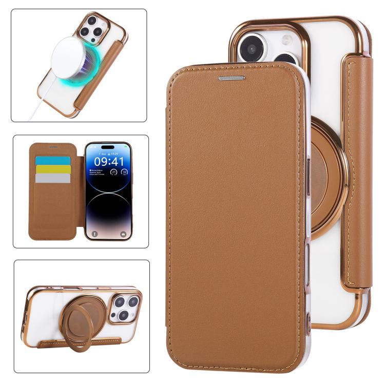 Capa para Telemóvel em Pele Vegana com Revestimento Magnético e Suporte Rotativo Ultra-fino, Para iPhone 16 Pro, Para iPhone 16 Plus, Para iPhone 16, Para iPhone 15 Pro Max, Para iPhone 15 Pro, Para iPhone 15 Plus / 14 Plus