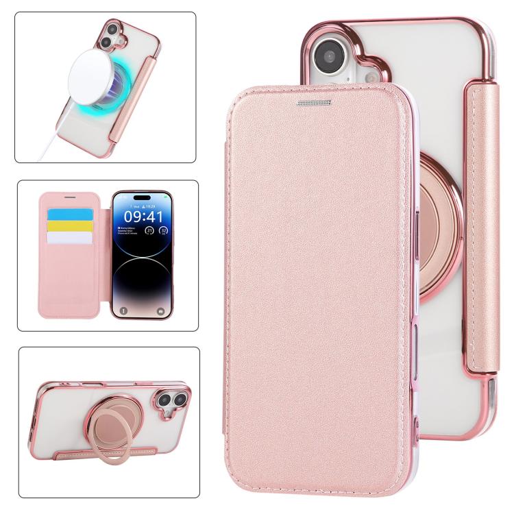 Capa para Telemóvel em Pele Vegana com Revestimento Magnético e Suporte Rotativo Ultra-fino, Para iPhone 16 Pro, Para iPhone 16 Plus, Para iPhone 16, Para iPhone 15 Pro Max, Para iPhone 15 Pro, Para iPhone 15 Plus / 14 Plus