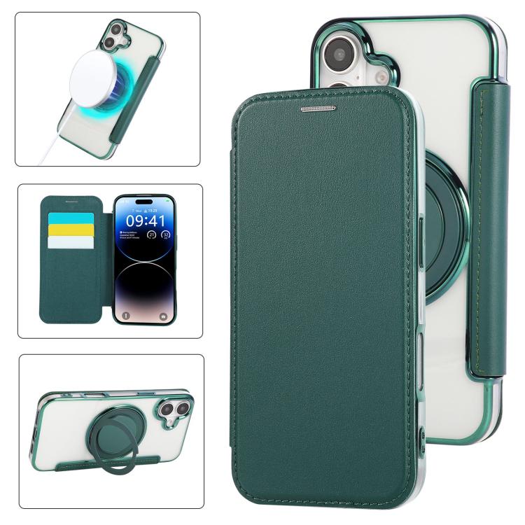 Capa para Telemóvel em Pele Vegana com Revestimento Magnético e Suporte Rotativo Ultra-fino, Para iPhone 16 Pro, Para iPhone 16 Plus, Para iPhone 16, Para iPhone 15 Pro Max, Para iPhone 15 Pro, Para iPhone 15 Plus / 14 Plus