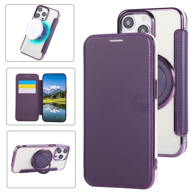 Capa para Telemóvel em Pele Vegana com Revestimento Magnético e Suporte Rotativo Ultra-fino, Para iPhone 16 Pro, Para iPhone 16 Plus, Para iPhone 16, Para iPhone 15 Pro Max, Para iPhone 15 Pro, Para iPhone 15 Plus / 14 Plus