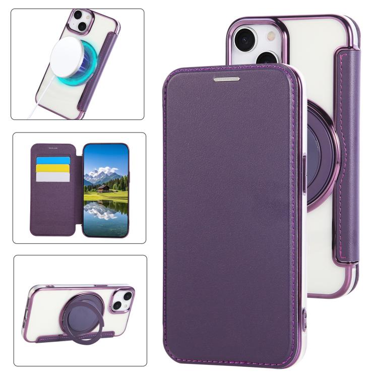 Capa para Telemóvel em Pele Vegana com Revestimento Magnético e Suporte Rotativo Ultra-fino, Para iPhone 16 Pro, Para iPhone 16 Plus, Para iPhone 16, Para iPhone 15 Pro Max, Para iPhone 15 Pro, Para iPhone 15 Plus / 14 Plus