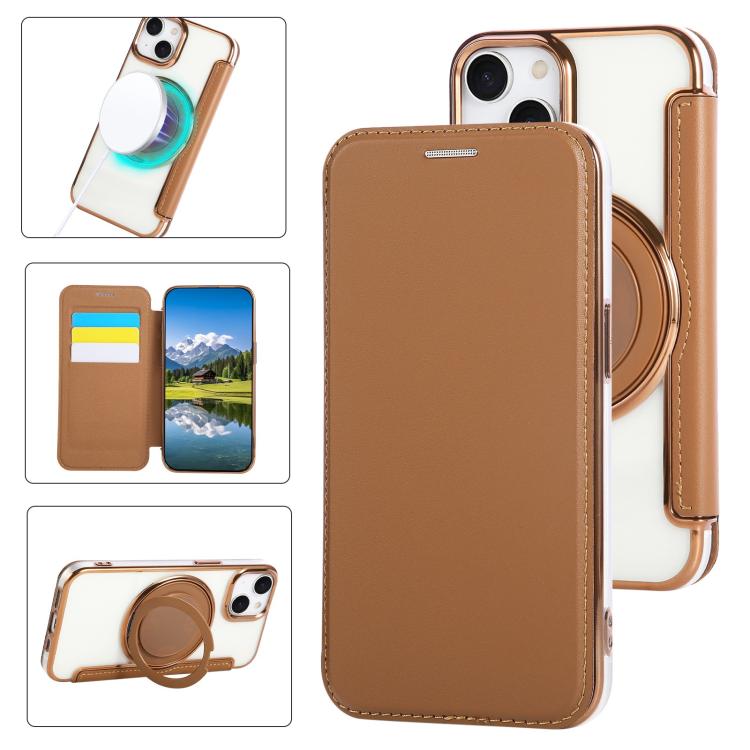 Capa para Telemóvel em Pele Vegana com Revestimento Magnético e Suporte Rotativo Ultra-fino, Para iPhone 16 Pro, Para iPhone 16 Plus, Para iPhone 16, Para iPhone 15 Pro Max, Para iPhone 15 Pro, Para iPhone 15 Plus / 14 Plus