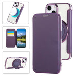 Capa de telefone em pele vegana ultrafina com suporte rotativo e revestimento magnético, para iPhone 15, para iPhone 14 / 13, para iPhone 14 Pro, para iPhone 14 Pro Max, para iPhone 13 Pro Max, para iPhone 13 Pro