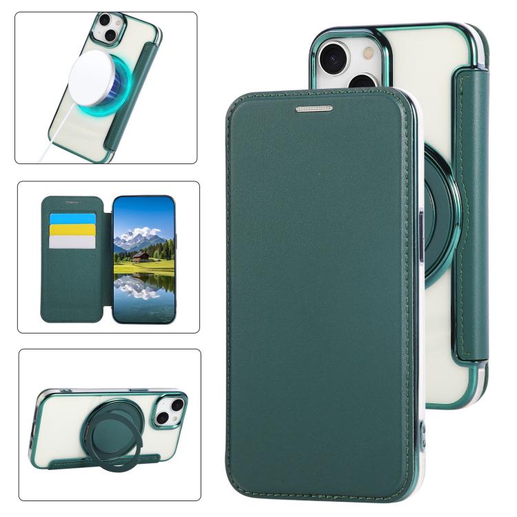 Capa de telefone em pele vegana ultrafina com suporte rotativo e revestimento magnético, para iPhone 15, para iPhone 14 / 13, para iPhone 14 Pro, para iPhone 14 Pro Max, para iPhone 13 Pro Max, para iPhone 13 Pro