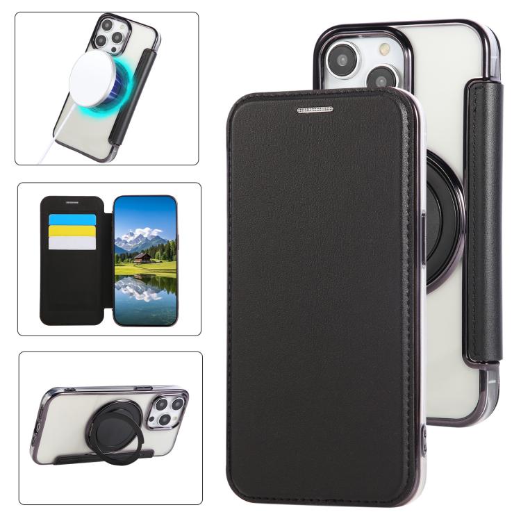 Capa de telefone em pele vegana ultrafina com suporte rotativo e revestimento magnético, para iPhone 15, para iPhone 14 / 13, para iPhone 14 Pro, para iPhone 14 Pro Max, para iPhone 13 Pro Max, para iPhone 13 Pro