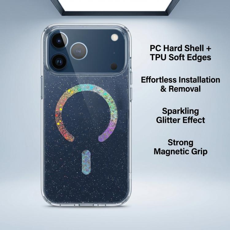 Capa para Telemóvel TPU Magnética com Brilhos, Para iPhone 17 Pro Max, Para iPhone 17 Pro