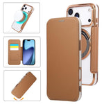 Capa para Telemóvel em Pele Vegana com Revestimento Magnético Ultra-fino, Para iPhone 17 Pro Max, Para iPhone 17 Pro, Para iPhone 17, Para iPhone Air, Para iPhone 16e, Para iPhone 16 Pro Max