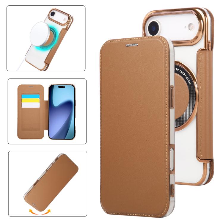 Capa para Telemóvel em Pele Vegana com Revestimento Magnético Ultra-fino, Para iPhone 17 Pro Max, Para iPhone 17 Pro, Para iPhone 17, Para iPhone Air, Para iPhone 16e, Para iPhone 16 Pro Max