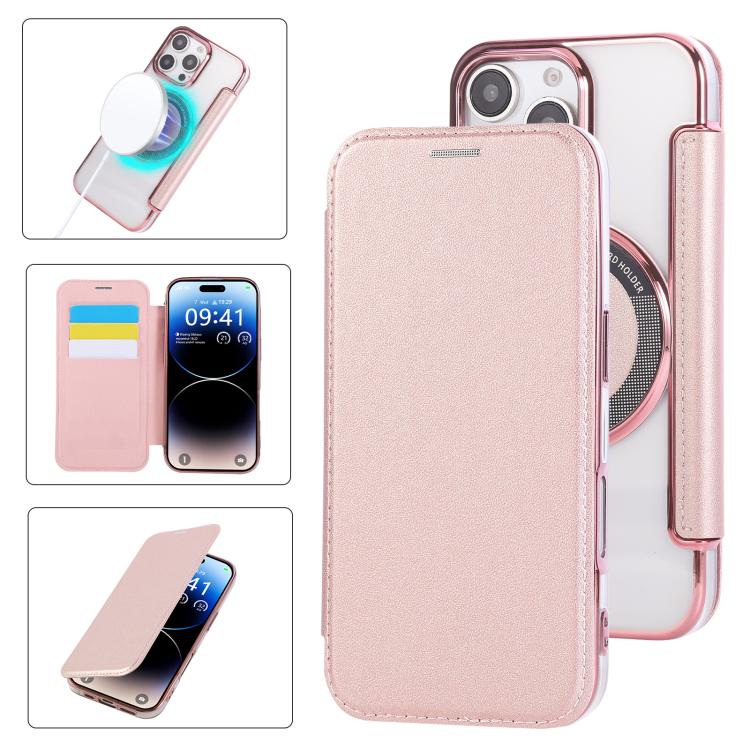 Capa para Telemóvel em Pele Vegana com Revestimento Magnético Ultra-fino, Para iPhone 16 Pro, Para iPhone 16 Plus, Para iPhone 16, Para iPhone 15 Pro Max, Para iPhone 15 Pro, Para iPhone 15 Plus / 14 Plus