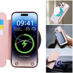 Capa para Telemóvel em Pele Vegana com Revestimento Magnético Ultra-fino, Para iPhone 16 Pro, Para iPhone 16 Plus, Para iPhone 16, Para iPhone 15 Pro Max, Para iPhone 15 Pro, Para iPhone 15 Plus / 14 Plus