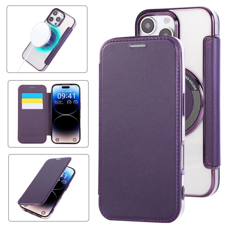 Capa para Telemóvel em Pele Vegana com Revestimento Magnético Ultra-fino, Para iPhone 16 Pro, Para iPhone 16 Plus, Para iPhone 16, Para iPhone 15 Pro Max, Para iPhone 15 Pro, Para iPhone 15 Plus / 14 Plus
