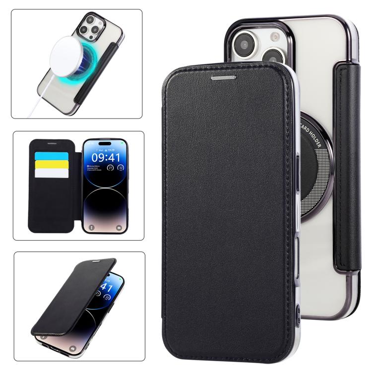 Capa para Telemóvel em Pele Vegana com Revestimento Magnético Ultra-fino, Para iPhone 16 Pro, Para iPhone 16 Plus, Para iPhone 16, Para iPhone 15 Pro Max, Para iPhone 15 Pro, Para iPhone 15 Plus / 14 Plus