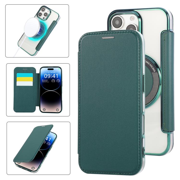 Capa para Telemóvel em Pele Vegana com Revestimento Magnético Ultra-fino, Para iPhone 16 Pro, Para iPhone 16 Plus, Para iPhone 16, Para iPhone 15 Pro Max, Para iPhone 15 Pro, Para iPhone 15 Plus / 14 Plus