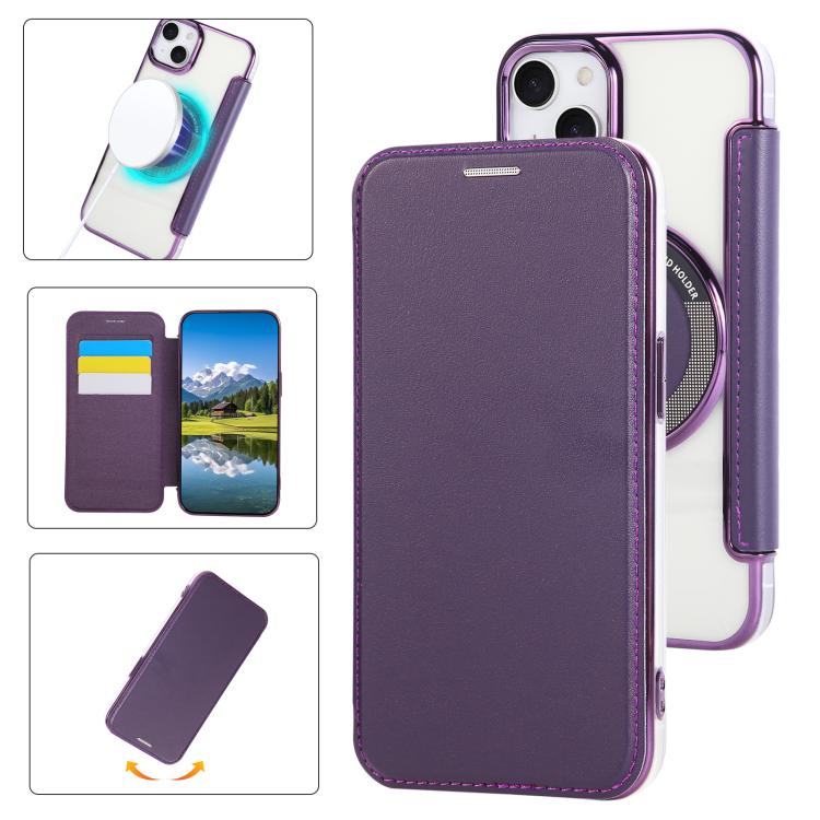 Capa para Telemóvel em Pele Vegana com Revestimento Magnético Ultra-fino, Para iPhone 16 Pro, Para iPhone 16 Plus, Para iPhone 16, Para iPhone 15 Pro Max, Para iPhone 15 Pro, Para iPhone 15 Plus / 14 Plus