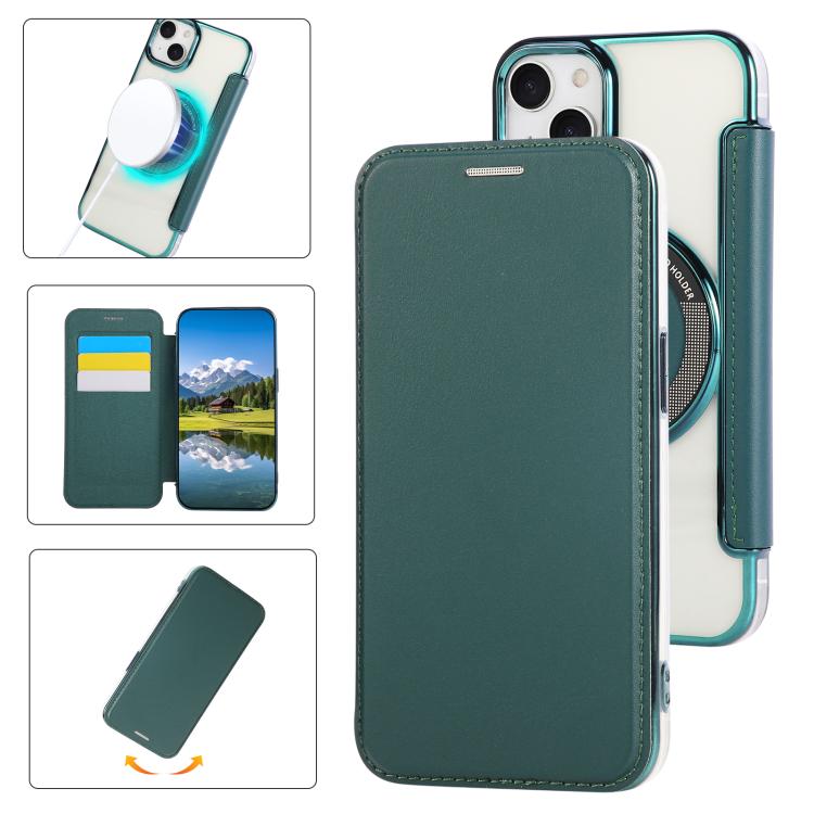 Capa para Telemóvel em Pele Vegana com Revestimento Magnético Ultra-fino, Para iPhone 16 Pro, Para iPhone 16 Plus, Para iPhone 16, Para iPhone 15 Pro Max, Para iPhone 15 Pro, Para iPhone 15 Plus / 14 Plus