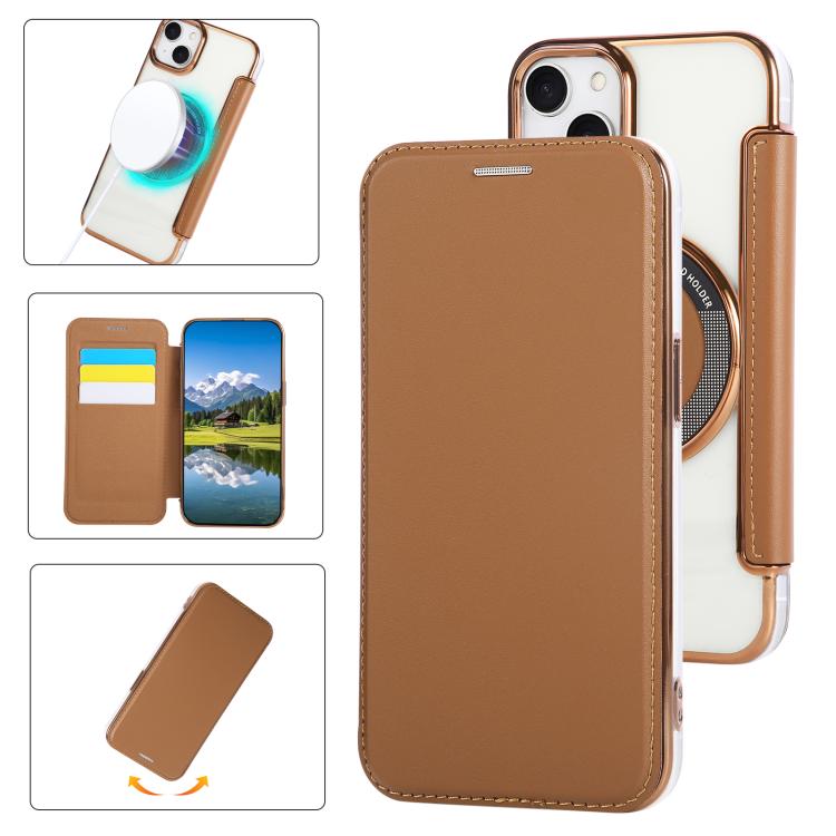 Capa para Telemóvel em Pele Vegana com Revestimento Magnético Ultra-fino, Para iPhone 16 Pro, Para iPhone 16 Plus, Para iPhone 16, Para iPhone 15 Pro Max, Para iPhone 15 Pro, Para iPhone 15 Plus / 14 Plus