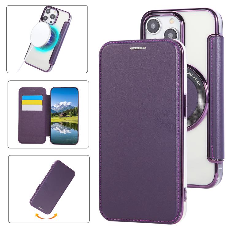 Capa para Telemóvel em Pele Vegana com Revestimento Magnético Ultra-fino, Para iPhone 15, Para iPhone 14 / 13, Para iPhone 14 Pro, Para iPhone 14 Pro Max, Para iPhone 13 Pro Max, Para iPhone 13 Pro
