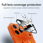 Capa para Telemóvel Magnética com Janela para Câmara em PC Vidrado e Suporte Giratório, Para iPhone 17 Pro Max, Para iPhone 17 Pro, Para iPhone 17, Para iPhone Air, Para iPhone 16 Pro Max, Para iPhone 16 Pro