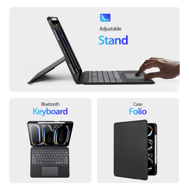 Capa de tablet em pele vegana com teclado magnético retroiluminado DUX DUCIS DK Series, Para iPad Pro 13 2025 / 2024, Para iPad Pro 11 2025 / 2024, Para iPad 2025 / 2022, Para iPad Air 11 2025 / 2024, Para iPad Air 13 2025 / 2024