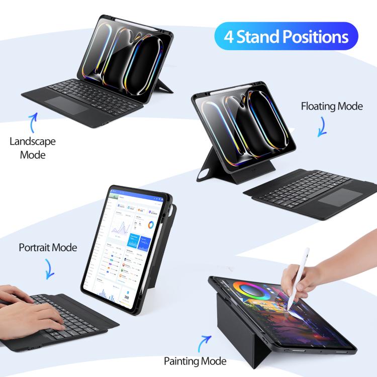 Capa de tablet em pele vegana com teclado magnético retroiluminado DUX DUCIS DK Series, Para iPad Pro 13 2025 / 2024, Para iPad Pro 11 2025 / 2024, Para iPad 2025 / 2022, Para iPad Air 11 2025 / 2024, Para iPad Air 13 2025 / 2024