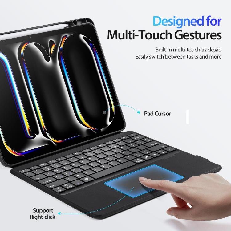 Capa de tablet em pele vegana com teclado magnético retroiluminado DUX DUCIS DK Series, Para iPad Pro 13 2025 / 2024, Para iPad Pro 11 2025 / 2024, Para iPad 2025 / 2022, Para iPad Air 11 2025 / 2024, Para iPad Air 13 2025 / 2024