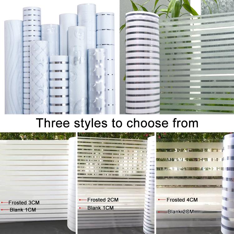 5pcs/Pacote Autocolante de Vidro Fosco Anti-Colisão com Listras por Eletricidade Estática, Listras Pequenas 30cm x 1m, Listras Pequenas 40cm x 1m, Listras Pequenas 50cm x 1m, Listras Grandes 30cm x 1m, Listras Grandes 40cm x 1m, Listras Grandes 50cm x 1m
