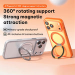 Capa de Telemóvel Magnética em Pele Vegana com Suporte Rotativo de 360 Graus, Para iPhone 17 Pro Max, Para iPhone 17 Pro, Para iPhone 17
