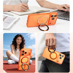 Capa de Telemóvel Magnética em Pele Vegana com Suporte Rotativo de 360 Graus, Para iPhone 17 Pro Max, Para iPhone 17 Pro, Para iPhone 17
