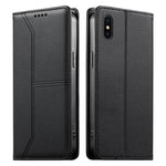 Estojo de Telefone em Couro Vegan com Linha Costurada, Fecho Magnético e RFID, Para iPhone X / XS, Para iPhone XR, Para iPhone XS Max, Para iPhone 8 Plus / 7 Plus