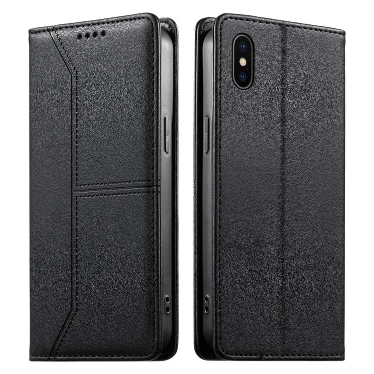 Estojo de Telefone em Couro Vegan com Linha Costurada, Fecho Magnético e RFID, Para iPhone X / XS, Para iPhone XR, Para iPhone XS Max, Para iPhone 8 Plus / 7 Plus