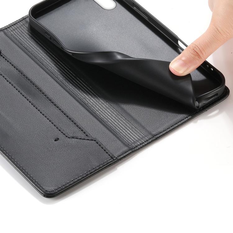 Estojo de Telefone em Couro Vegan com Linha Costurada, Fecho Magnético e RFID, Para iPhone X / XS, Para iPhone XR, Para iPhone XS Max, Para iPhone 8 Plus / 7 Plus